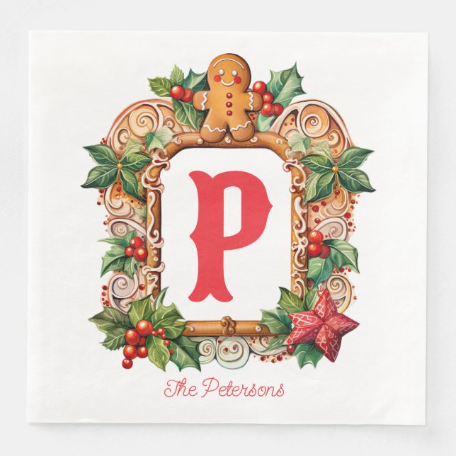 Sweet Gingerbread Monogram Napkin (Front)
