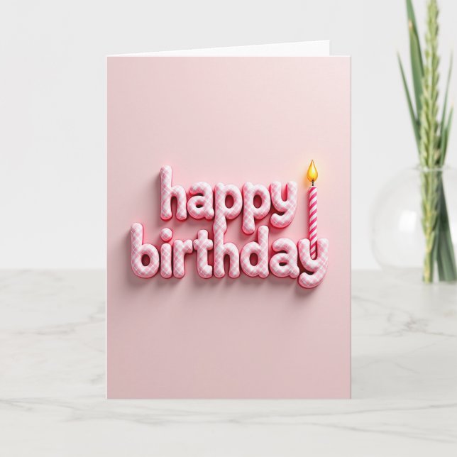 Sweet Gingham Birthday Card (Front)