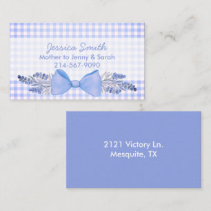 Sweet Gingham with Flowers and Bow Mummy Calling Card