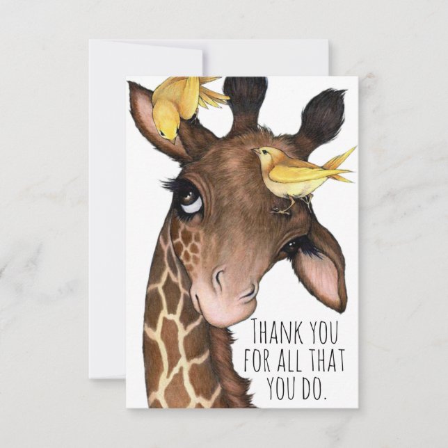 Sweet Giraffe and Friends Thank You Card (Front)
