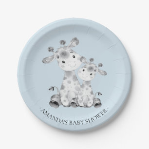 Sweet Giraffe Boys Baby Shower 7" Plate