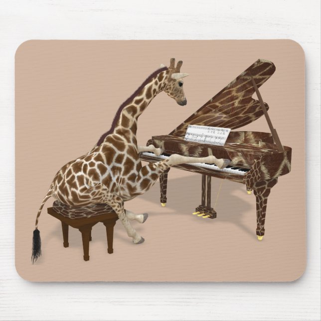 Sweet Giraffe Loves To Play Piano Mouse Pad (Front)