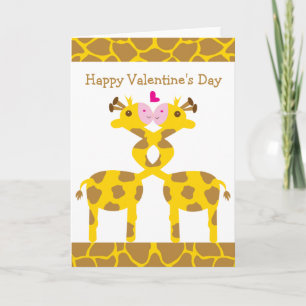 Sweet Giraffes in Love Happy Valentines Day Holiday Card