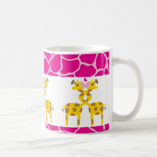 Sweet Giraffes in Love Pink Coffee Mug