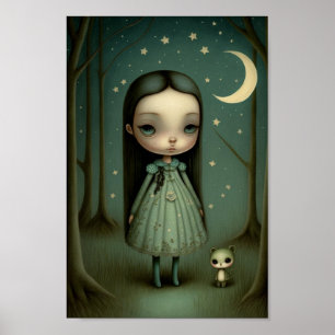 Sweet Girl and the Moon in the Woods Poster