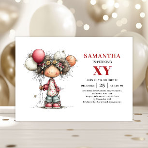 Sweet Girl Birthday Invitation Modern Editable  