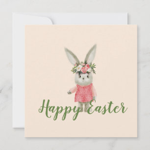 Sweet Girl Bunny Easter Flat Card