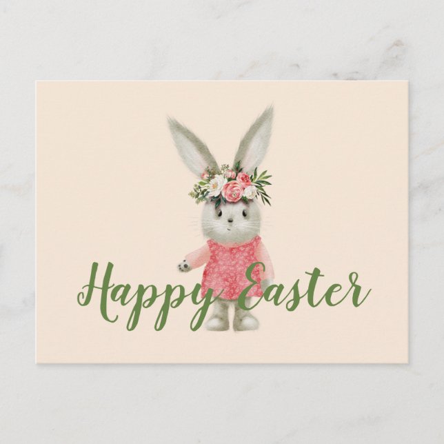 Sweet Girl Bunny Easter Postcard (Front)