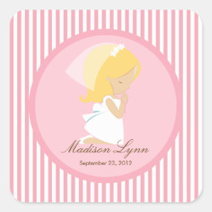 Sweet Girl First Holy Communion Sticker Pink