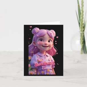 Sweet Girl Holding a Small Heart Funny Unisex Card
