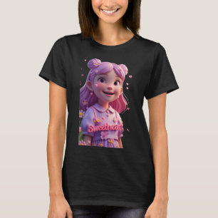 Sweet Girl Holding a Small Heart Funny Unisex T-Shirt