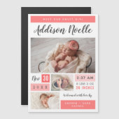 Sweet Girl Magnetic Photo Birth Announcement (Front/Back)