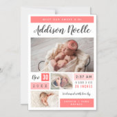Sweet Girl Magnetic Photo Birth Announcement (Front)