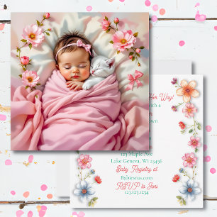 Sweet Girl's Baby Shower Pink Floral Invitation