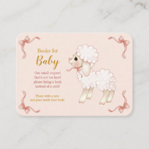 Sweet Girly Pink Lamb Baby Shower Book Request Enc Enclosure Card