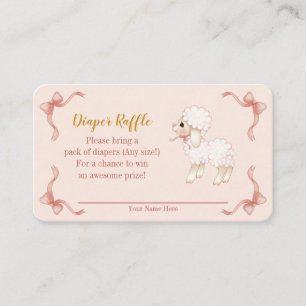 Sweet Girly Pink Lamb Baby Shower Diaper Raffle En Enclosure Card