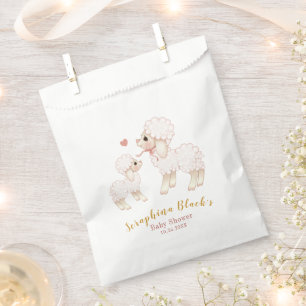 Sweet Girly Pink Lamb Baby Shower Favour Bag