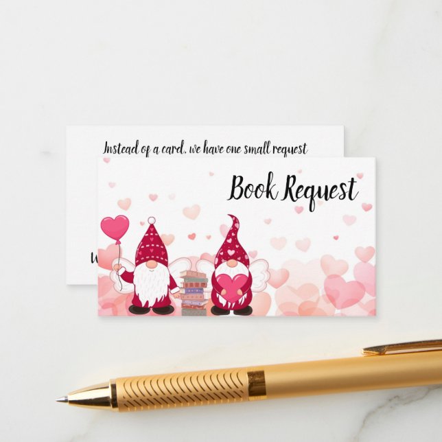 Sweet Gnome Baby Shower Book Request Enclosure Card (Front/Back In Situ)