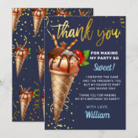 Sweet Gold Chocolate Ice Cream Birthday Navy Blue