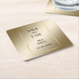 Sweet golden modern square paper coaster