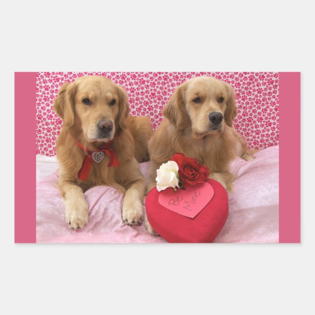 Sweet Golden Valentines Rectangular Sticker (Front)