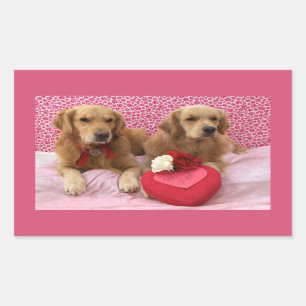 Sweet Golden Valentines Rectangular Sticker
