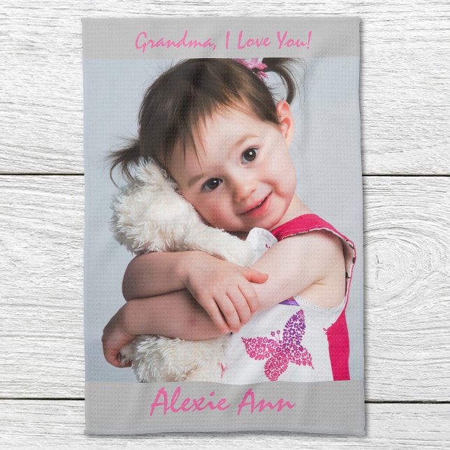 Sweet grandchild says, "I Love You" Personalise Tea Towel (Creator Uploaded)