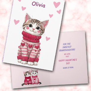Sweet Granddaughter Sweater Kittens Valentine Holiday Card