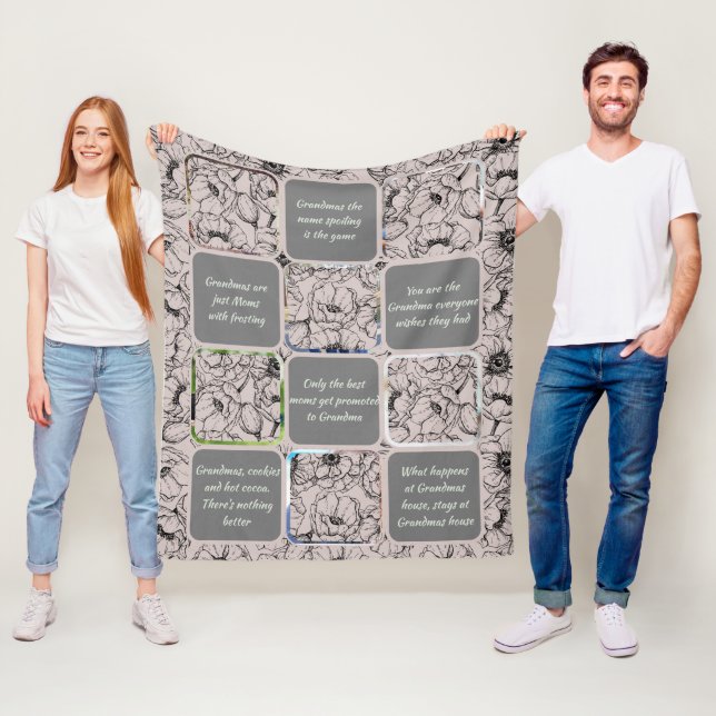  Sweet Grandma/Nana Rose Gold Photo  Fleece Blanket (In Situ)