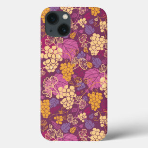 Sweet grape vines pattern background iPhone 13 case