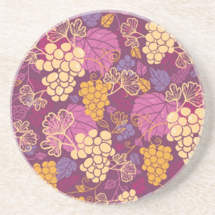 Sweet grape vines pattern background coaster