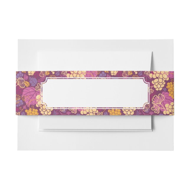 Sweet grape vines pattern background invitation belly band (Front Example)