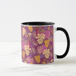 Sweet grape vines pattern background mug