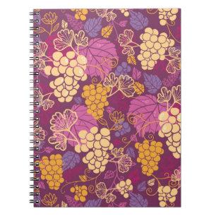 Sweet grape vines pattern background notebook