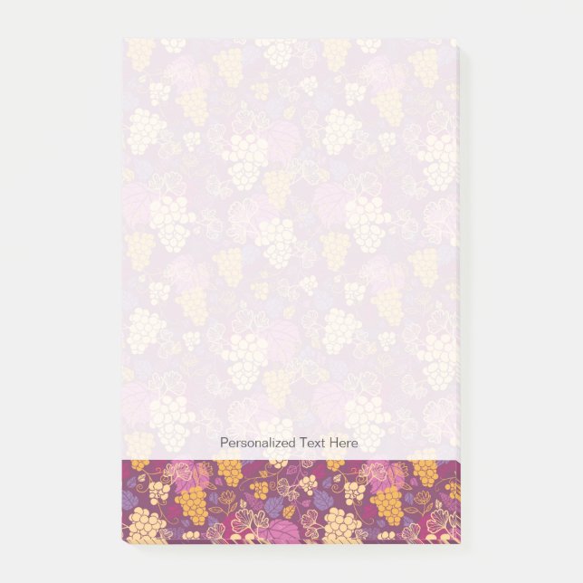 Sweet grape vines pattern background post-it notes (Front)