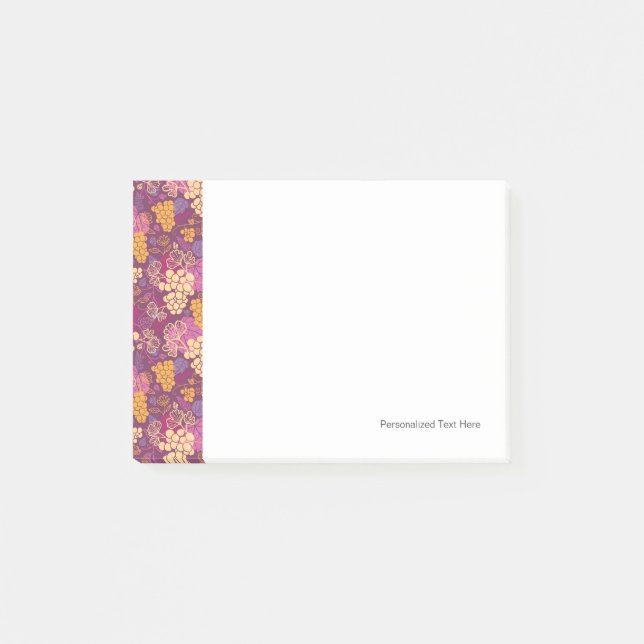 Sweet grape vines pattern background post-it notes (Front)