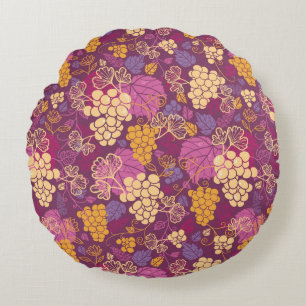 Sweet grape vines pattern background round cushion