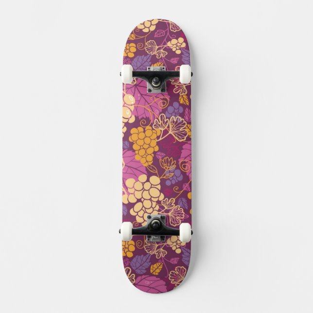 Sweet grape vines pattern background skateboard (Front)