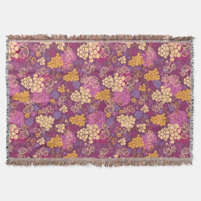 Sweet grape vines pattern background throw blanket (Front)