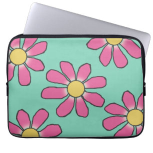Sweet Graphical Pink Flowers on any Colour Laptop Sleeve