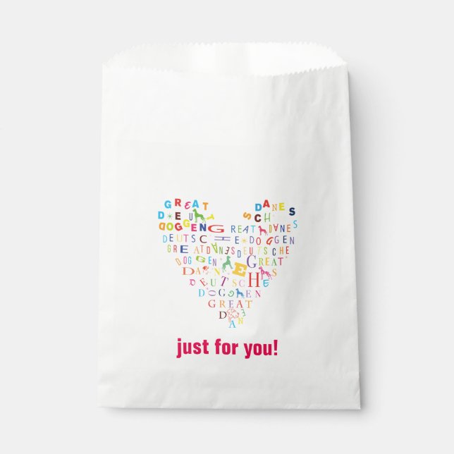 Sweet Great Dane heart Favour Bag (Front)