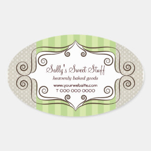 Sweet Green and Polka Dots Oval Sticker
