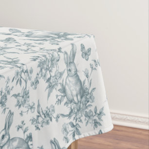 Sweet Green Bunny Rabbits French Toile Tablecloth