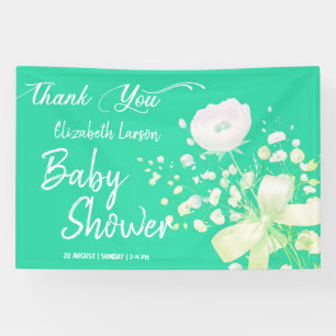 Sweet Green Color Wild Flower Baby Shower Banner
