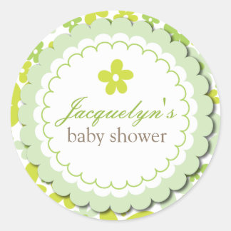 Sweet Green Daisy Flowers Boy Or Girl Baby Shower Classic Round Sticker