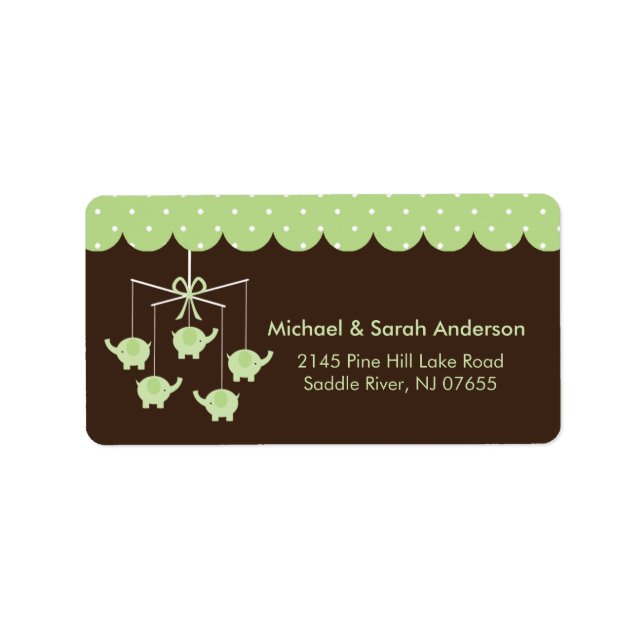 Sweet Green Elephant Mobile Address Label (Front)