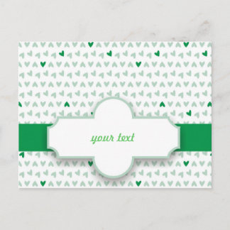 sweet green & grey little hearts postcard