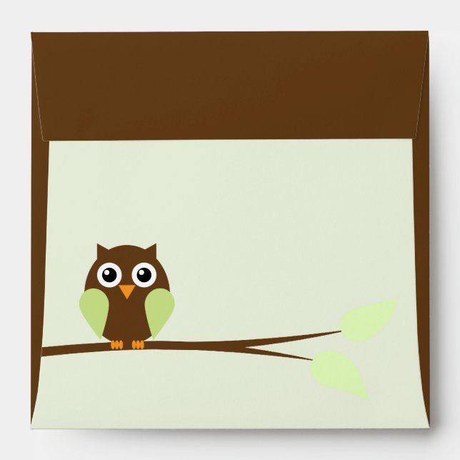 Sweet Green Owl Envelopes (Back (Top Flap))