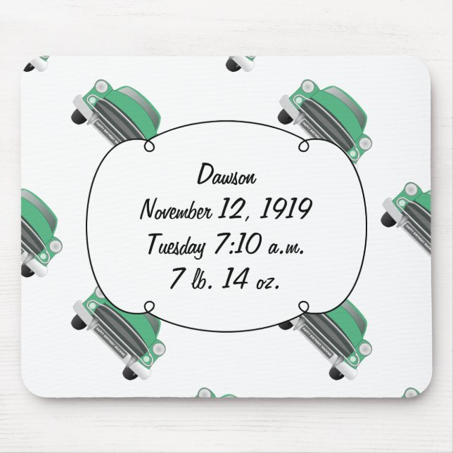 Sweet Green Retro Car Baby Boy Gifts Mouse Pad (Front)