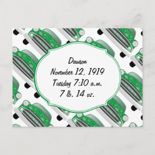 Sweet Green Retro Car Baby Shower Gifts Invitation Postcard